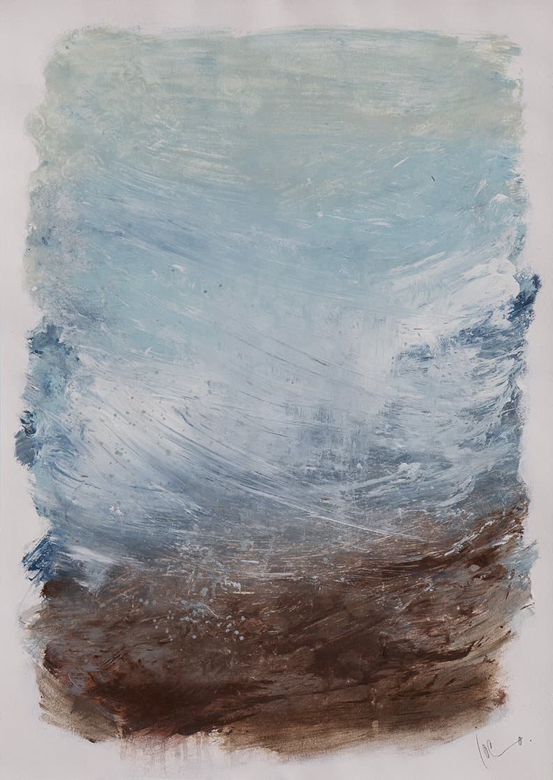 Buy Mixed Media on Paper Brown, Dark Blue, and Light Blue Waves | Sea Foam Breeze | MAC Art Galleries